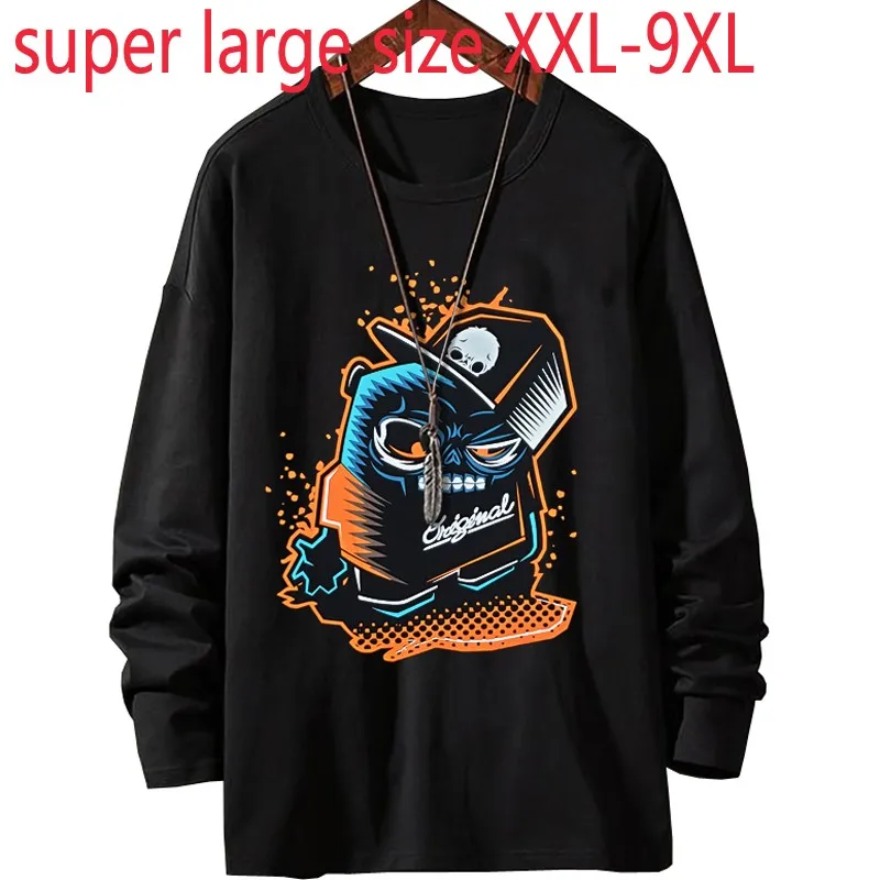 

New Arrival Hoodies Fashion Suepr Large Loose Elastic Autumn Men O-neck Casual Print Cotton Plus Size 2XL3XL4XL5XL6XL7XL8XL9XL