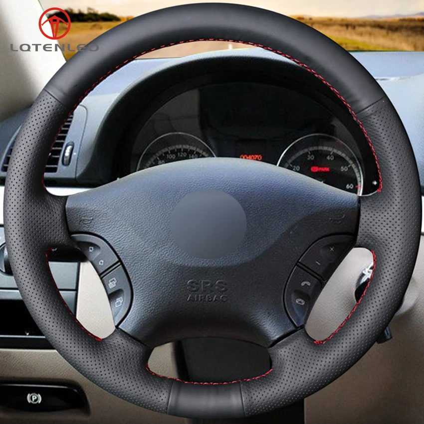 Черный чехол на руль LQTENLEO из искусственной кожи для Mercedes Benz W639 Viano Vito 2006-2015 Volkswagen