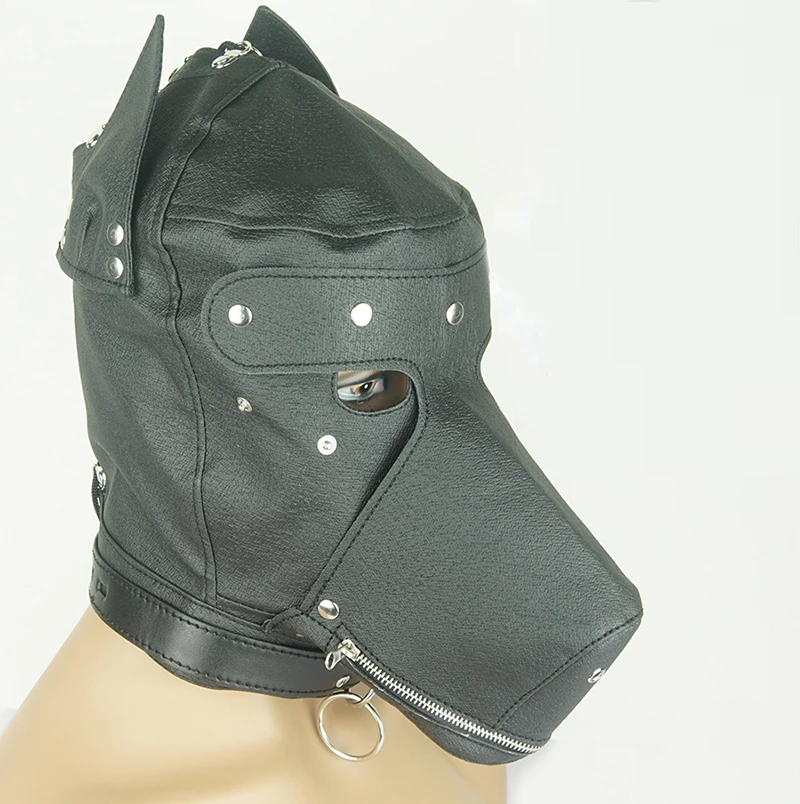 Бондаж маска с капюшоном БДСМ секс-игрушки для пар раб кожаный ремень мягкой