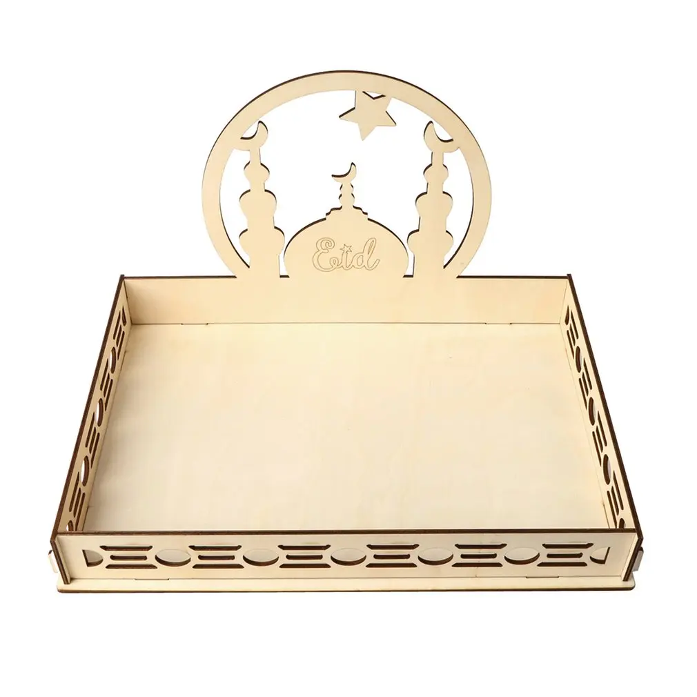 

Мусульманский деревянный десерт Eid Mubarak, поднос для кондитерских изделий, украшение Рамадана, деревянный сервировочный поднос для мусульма...