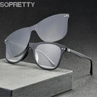 Квадратные мужские и женские очки TR90 в черной оправе с TAC поляризованные солнцезащитные очки магнитные зажимы для очков по рецепту при близорукости F2033
