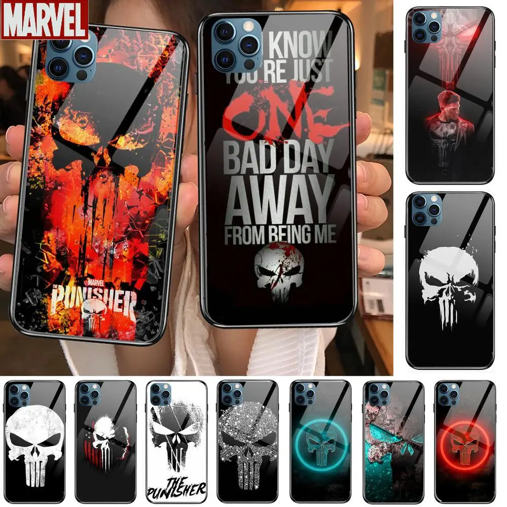 

Marvel Punisher Skull Anime Phone Case cover For iphone 12 Pro Max 11 8 7 6 S XR PLUS X XS SE 2020 mini black cell shell