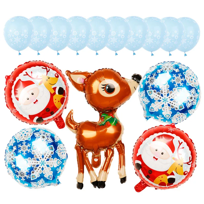 16 шт. Рождественские шары снежные хлопья новогодние воздушные шары navidad для украшения дома Санта Клаус Олень вечерние принадлежности игрушки