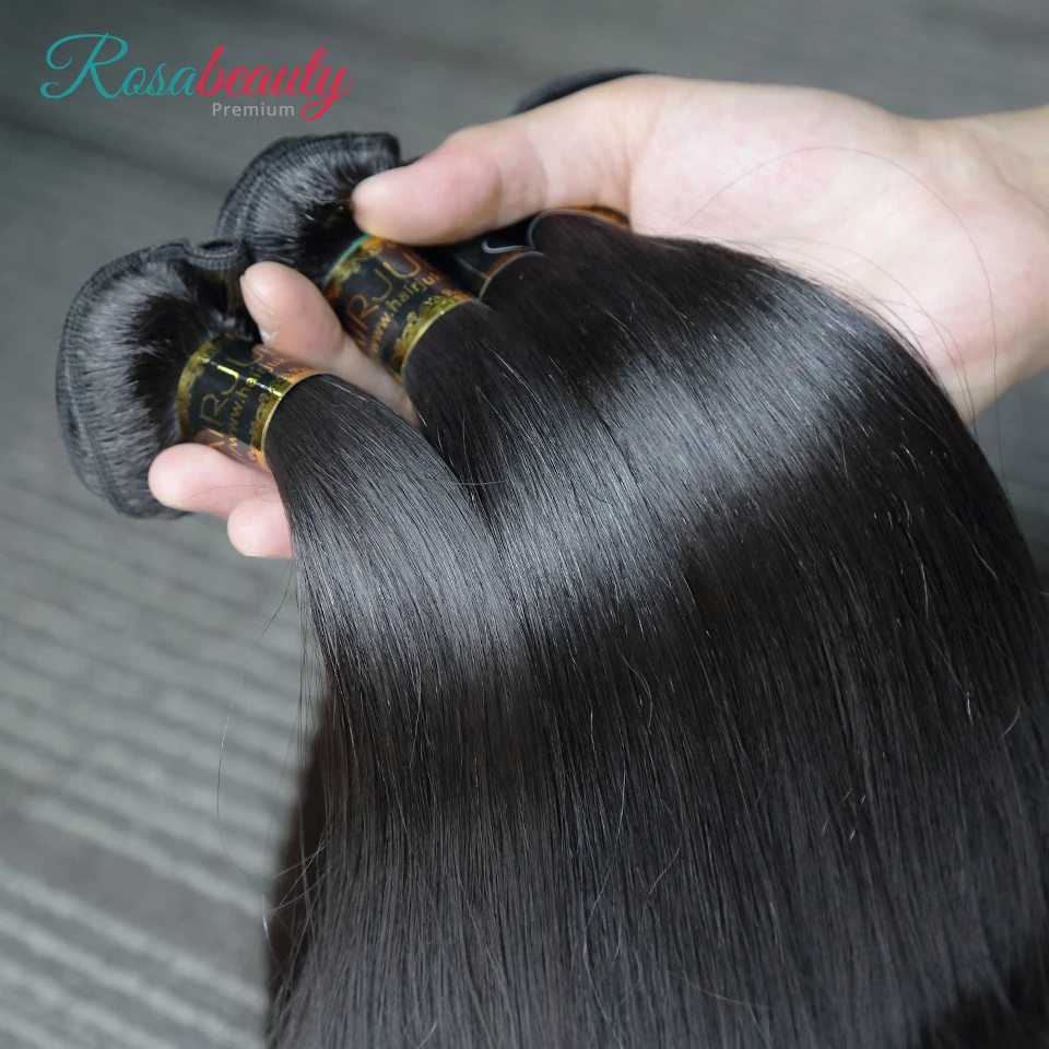 Прямые перуанские натуральные волосы Rosa Beauty 3 пучка/партия 100% для наращивания 8 28