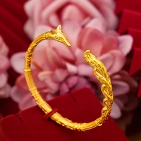 fox paterned cuff bangle bracelet yellow gold filled fashion women jewelry gift