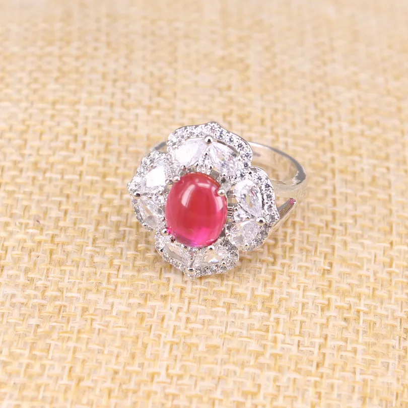 

Red Silver 925 Jewelry Sets For Women Necklace Earrings Ring Pendant Bracelet Women Set Wedding Jewelry