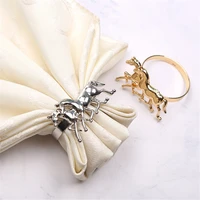 12pcsmetal animal double horse gold and silver napkin ring table top decoration for hotel reception family gathering western