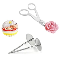 2pcs stainless steel piping nail tips cream cake flower scissors kitchen cupcake pastry decorating transfer stand baking tools