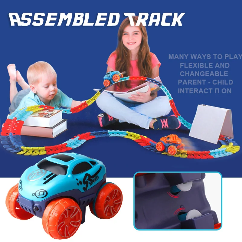 

Changeable Track with LED Light-Up Race Car Flexible Assembled Track Birthday Gift for Kids Boys Girls XR-Hot