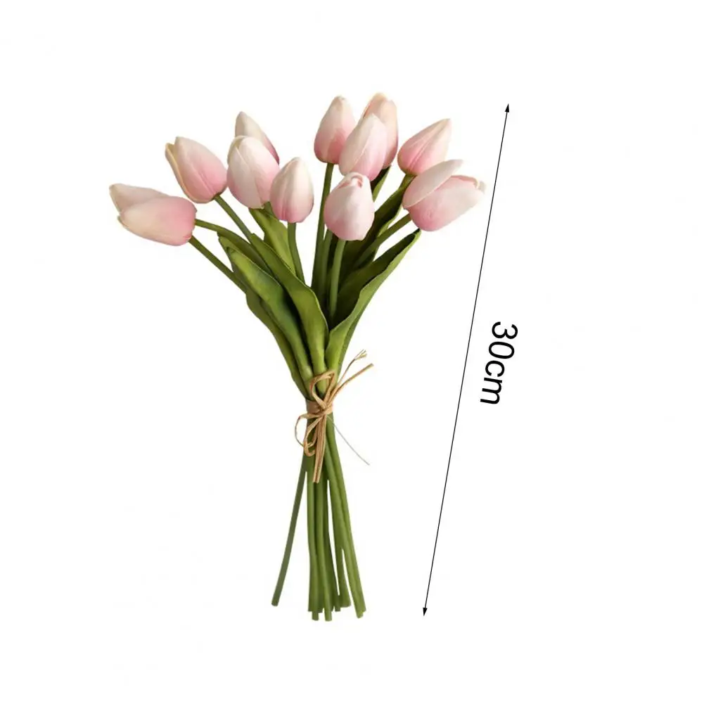 

1 Bouquet Artificial Tulip Charming DIY Faux Leather Shooting Props Fake Flower Bouquet Simulation Flowers Home Wedding Decor