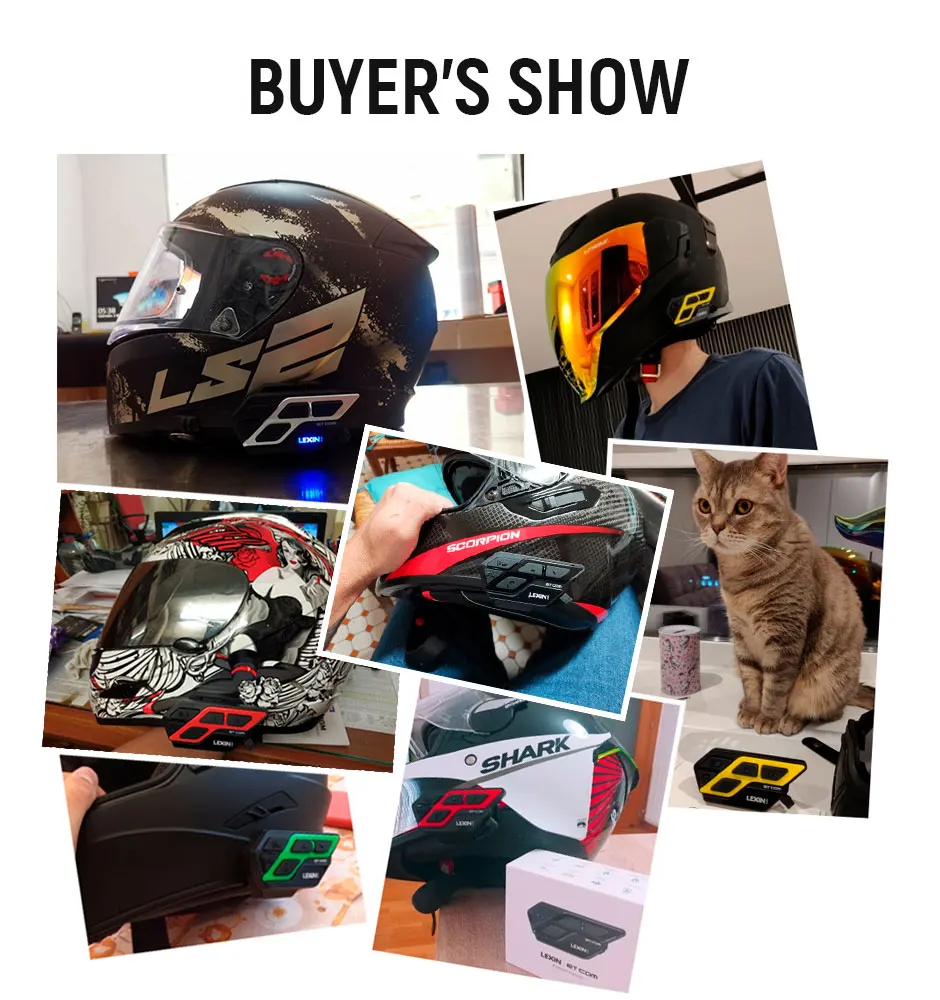 

1PC LEXIN ET COM Motorcycle Bluetooth v5.0 Intercom with 6 DIY Color, Waterproof Helmet Headsets 1200m for 2 Riders Auriculares