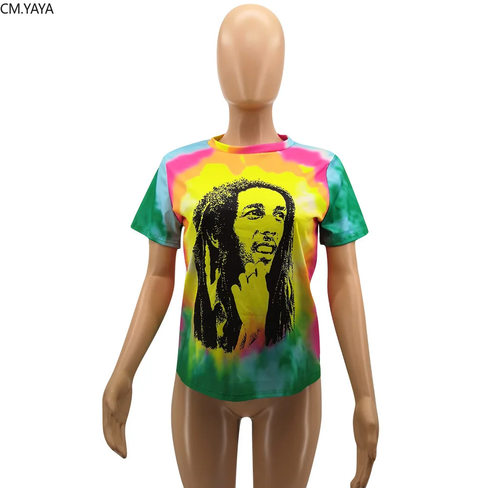 2019 Новая женская летняя футболка с короткими рукавами и круглым вырезом принтом