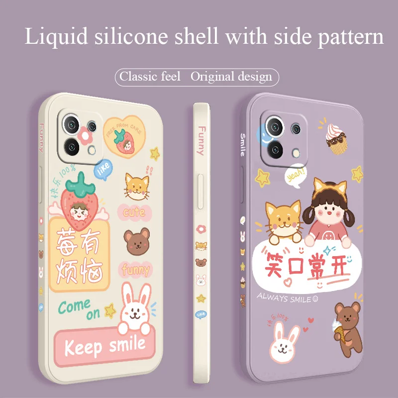 

Keep Smile Phone Case For Xiaomi Mi 11 10T 10T Pro 10 S lite Ultra 9T 9 8 Note 10 Pro Poco F3 F2pro X2 Liquid Silicone Cover