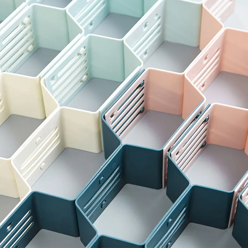 Скидка Разделитель для ящиков, 12 шт./компл., Домашний Органайзер для хранения в виде сот, разделитель для носков, нижнего белья, ящик с сеткой отделе...