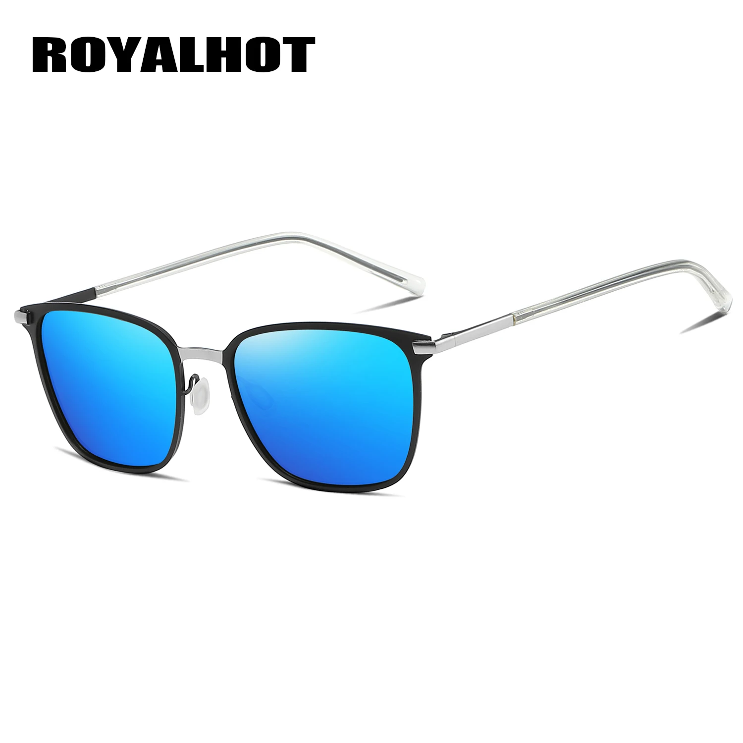 RoyalHot, мужские, женские, ретро, поляризационные, сплав, квадратная оправа, солнцезащитные очки, для вождения, солнцезащитные очки, оттенки, Oculos masculino, мужские, 900120 - Цвет линз: Silver Blue