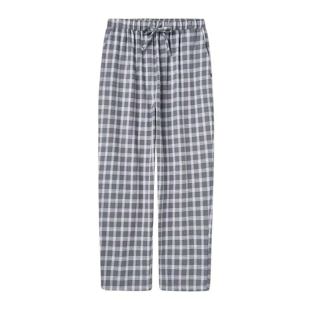 Gray Plaid 17 Штаны для сна THREEGUN, мужские клетчатые штаны, клетчатая Пижама, 100 хлопок, повседневные пижамы, домашняя пижама, брюки, одноцветная нижняя часть, XXXL - Цвет: Gray Plaid 17