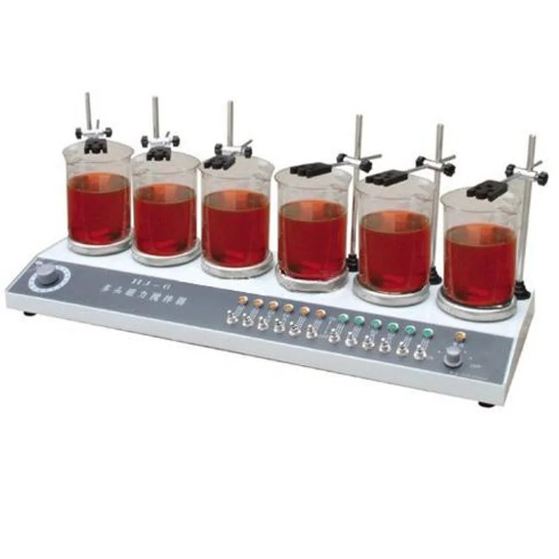 

HJ-6B Multi-unit Magnetic Stirrer With Hotplate, Speed Range 0-2400rpm, Heating Power 200W