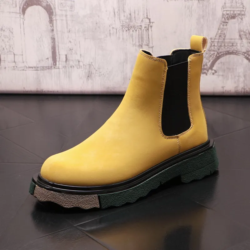 

British Fashion Mens Chelsea Boots Fall Winter Designer Male Trending Leisure Motorcycle Botas Street Web Celebrity Shoes ERRFC