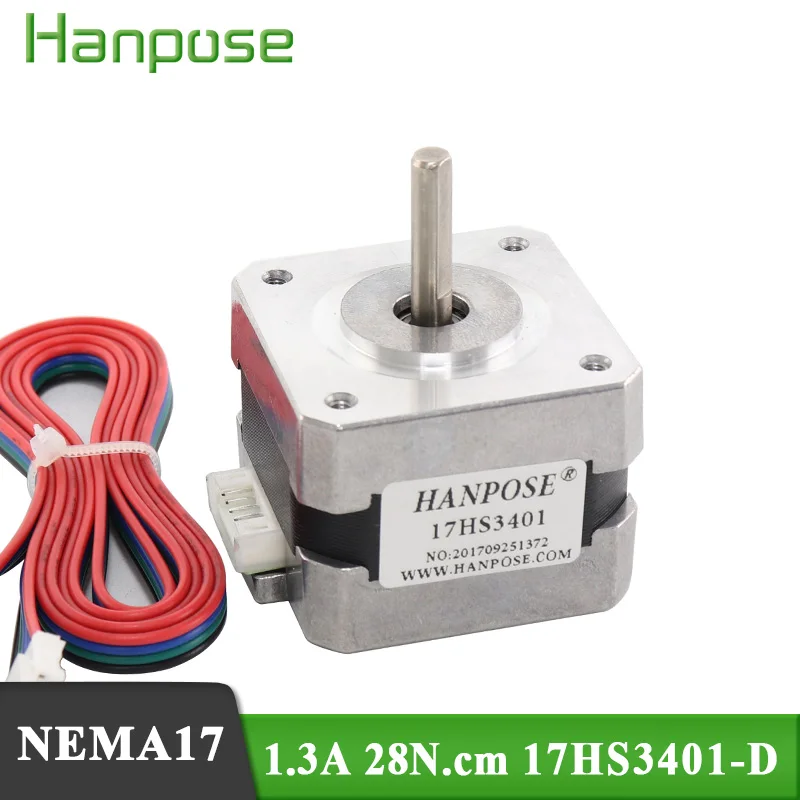 Nema 17 шаговый двигатель 1 шт. 17HS3401 D 1.3A 28N. См 4 свинцовый 42 серии двигателя 42BYGH для