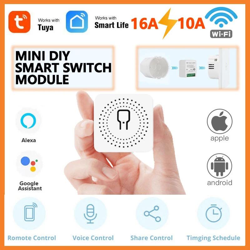 

Умный Wi-Fi переключатель, реле с двухсторонним управлением, работает с Alexa Google Home Smart Life, 10/16 А