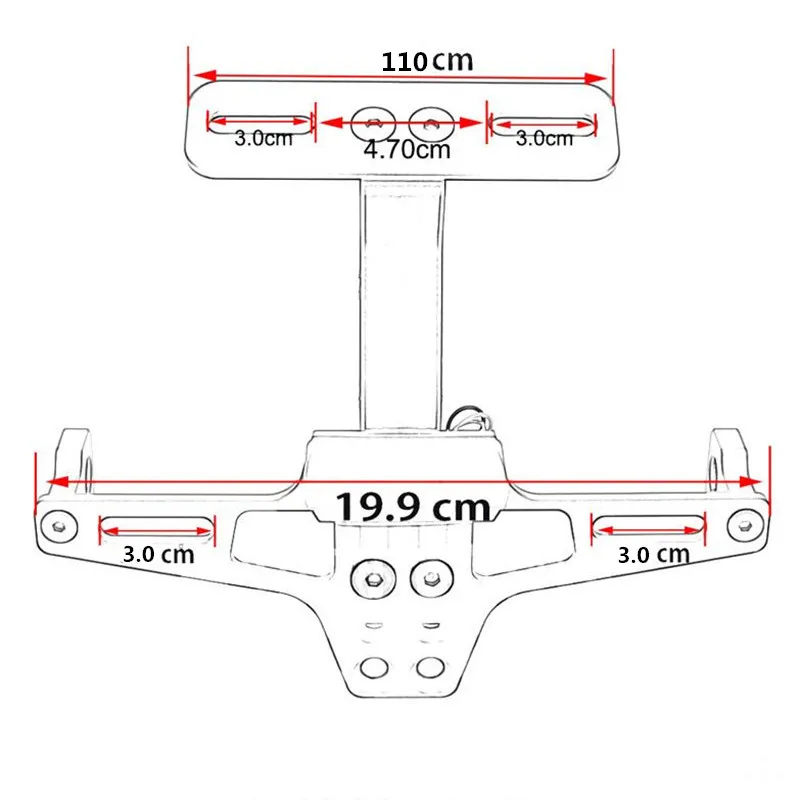 

Motorcycle Universal Adjustable Rear Tail Tidy License Plate Holder Bracket LED Light For Kawasaki Z750 Z800 Z900 Z1000 NINJA400