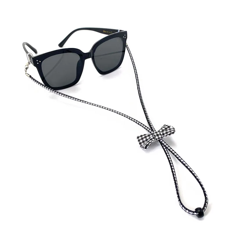 

2022 New Simple Personality Plaid Bow Black Polyester Lanyard Glasses Chain Mask Chain Mask Belt Eyeglasses Chains