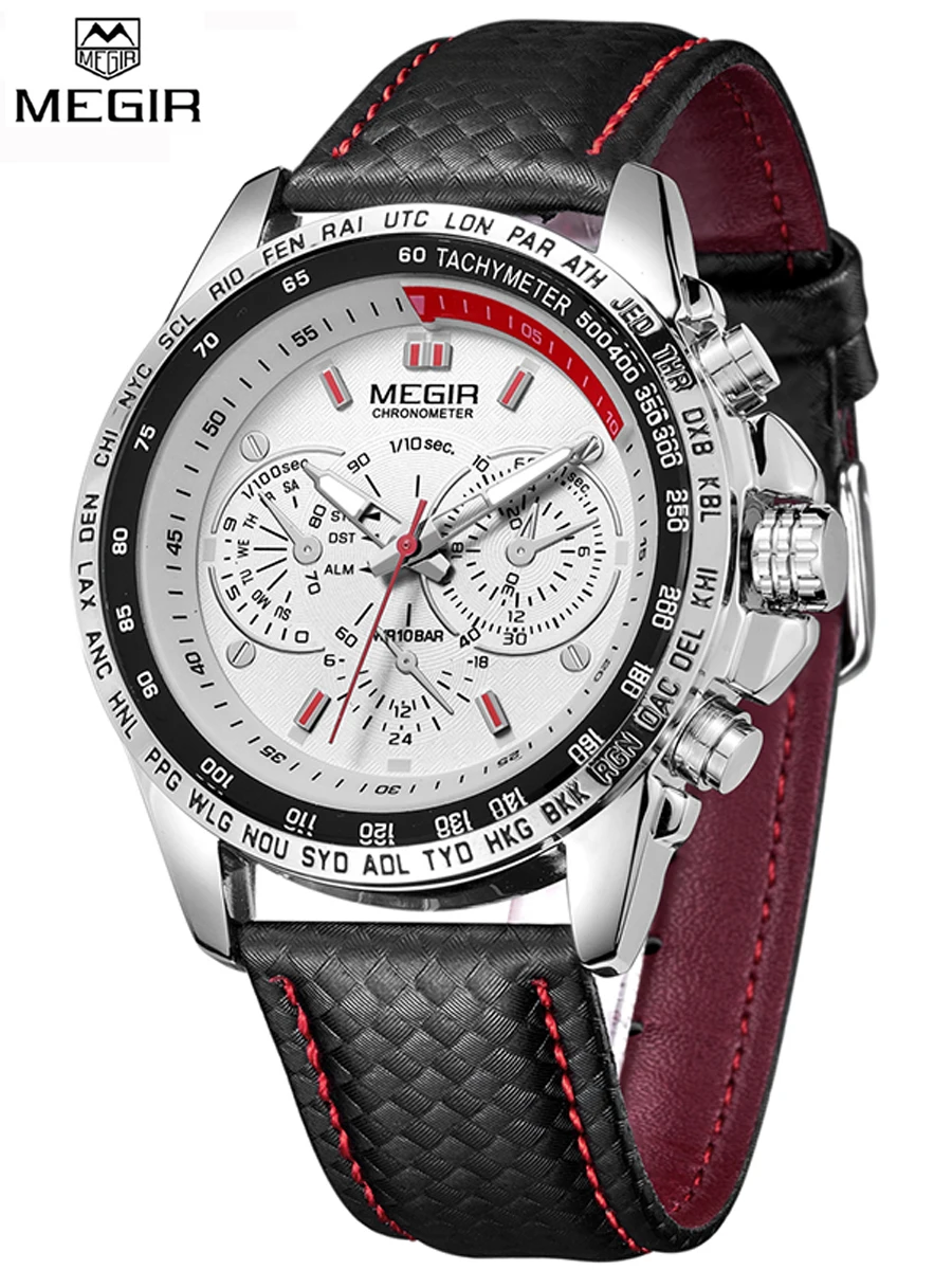 Оригинальные Брендовые мужские часы MEGIR Роскошные Кварцевые военные