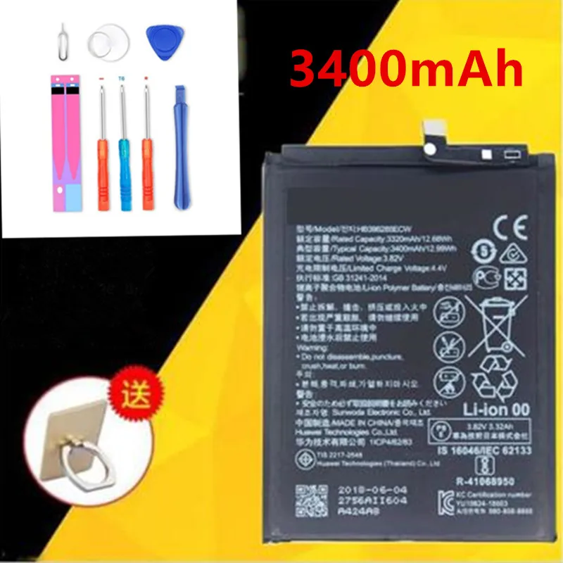 

Новый аккумулятор HB396286ECW для телефона Huawei Honor 10 Lite 20i Enjoy 9S Pour P Smart 3400 мАч, оригинальная сменная батарея + Инструменты