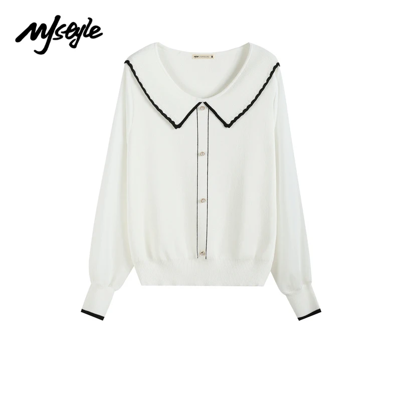 

MJstyle 2021 осень зима женские винтажные элегантные мягкие кукольные воротники вязаный свитер пуловер Sueter De Mujer 721190073