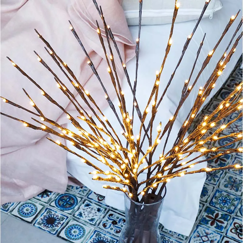Светодиодный светильник ветка ивы с цветами 20 светодиодных ламп вечерние лампы