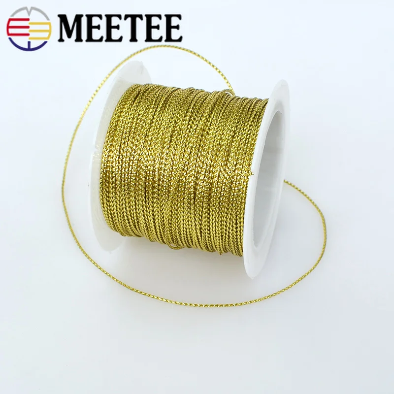 Meetee (один = 20 метров) 1 мм высокая прочность Золотой блестящий полиэфирный шнур
