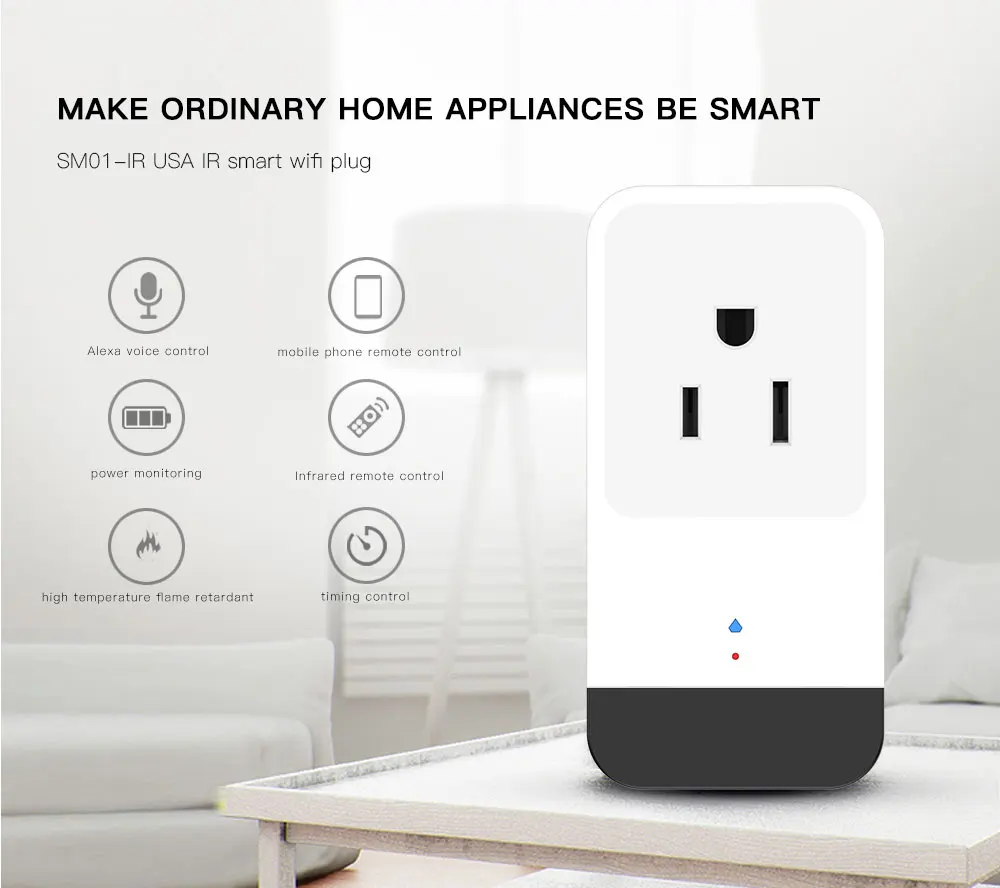 Умная розетка Wifi переключатель работает с Echo и Google Assistant ИК пульт дистанционного