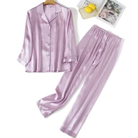 pajamas for women pyjamas 100 pure silk 19mm sleepwear night suit home wear 2 piecesset