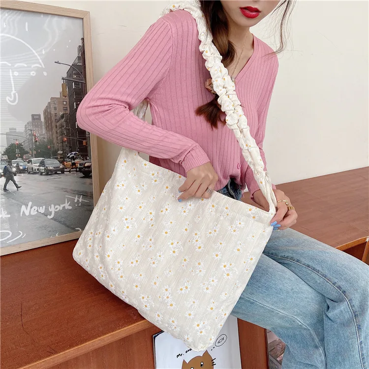 casual large capacity tote designer sweet daisy women shoulder meseenger bags canvas lady crossbdoy bag summer beach big purses | Багаж и