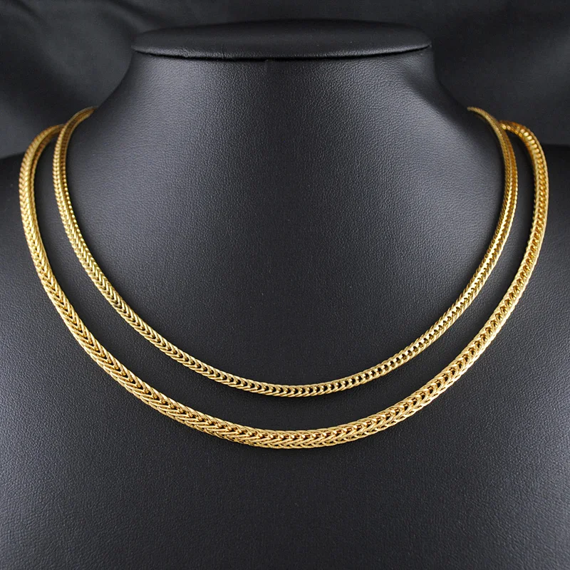 Цепочка унисекс из нержавеющей стали ожерелье золотого цвета с плетением