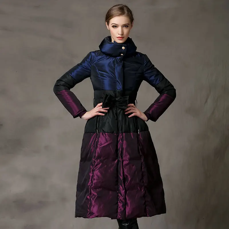 LANMREM Autumn And Winter New Products Fashion Color Matching High-end Slim Thick Long Down Jacket Women PB204