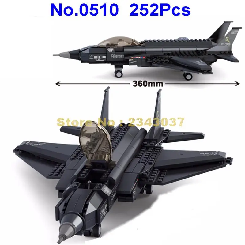 Sluban 0510 252 шт. войны Военный корабль истребитель F 35 Lightning строительные блоки