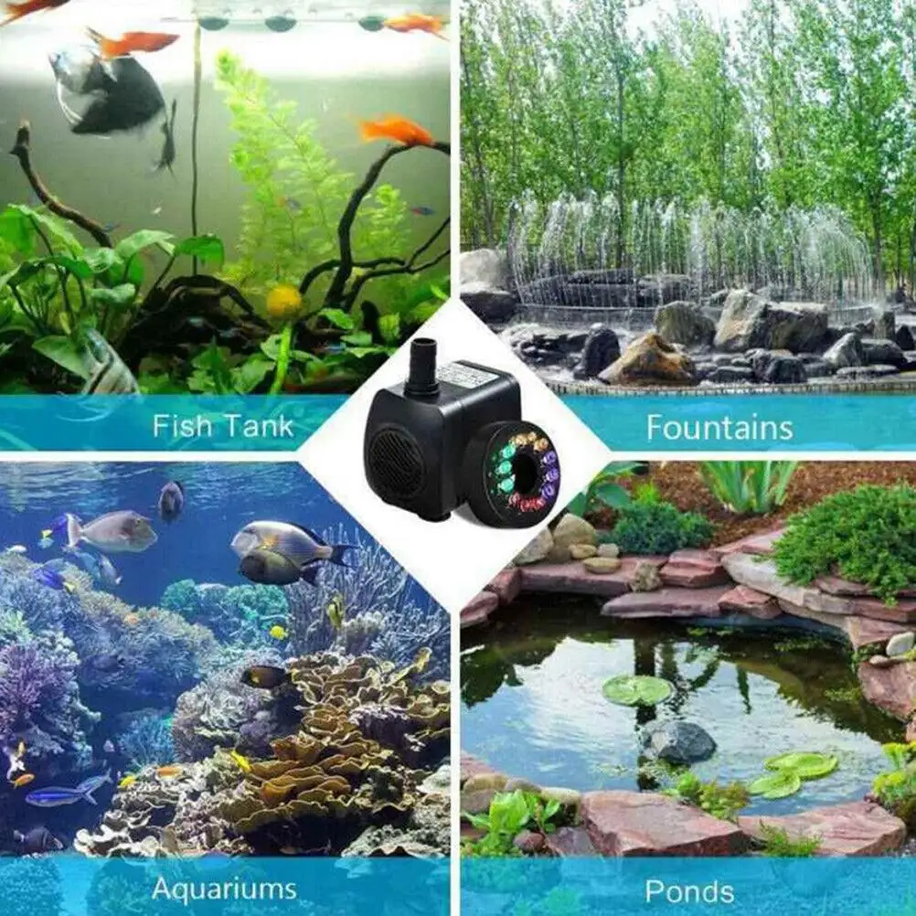 16 Вт водяной насос для фонтана твердой низкой Шум с светильник на открытом