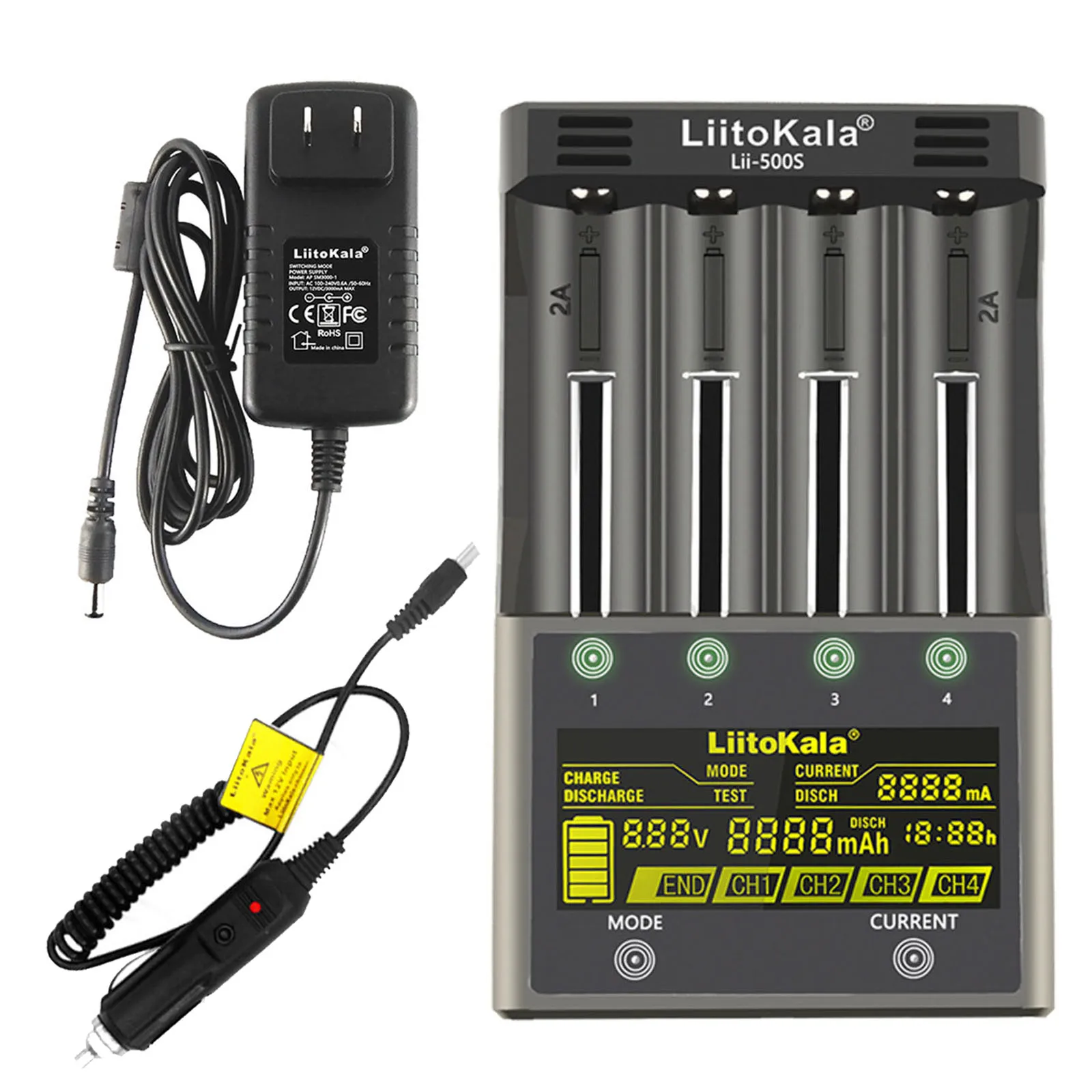 

4 Bay Smart Battery Charger for Universal NiMH AA with LCD Display UK Plug