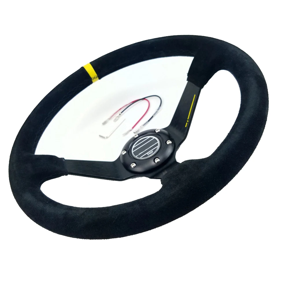 350 мм замшевое кожаное гоночное рулевое колесо универсальная желтая розовая