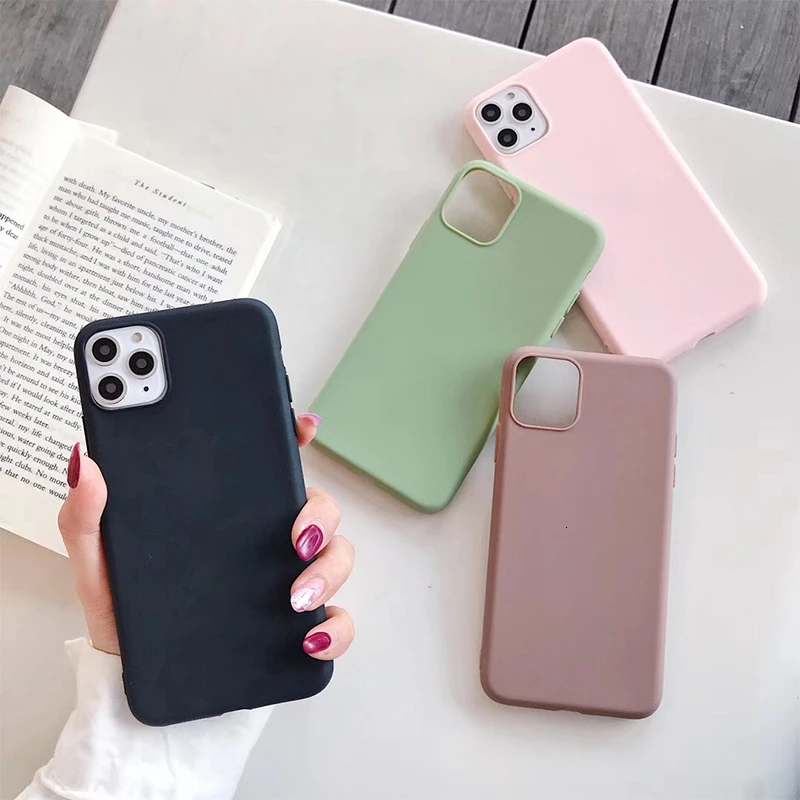 Карамельный чехол для телефона для IPhone 6, 6s, 7, 8 Plus, X, XR, XS, 11 Pro Max, милый простой однотонный Мягкий силиконовый чехол для, чехол для iPhone 11