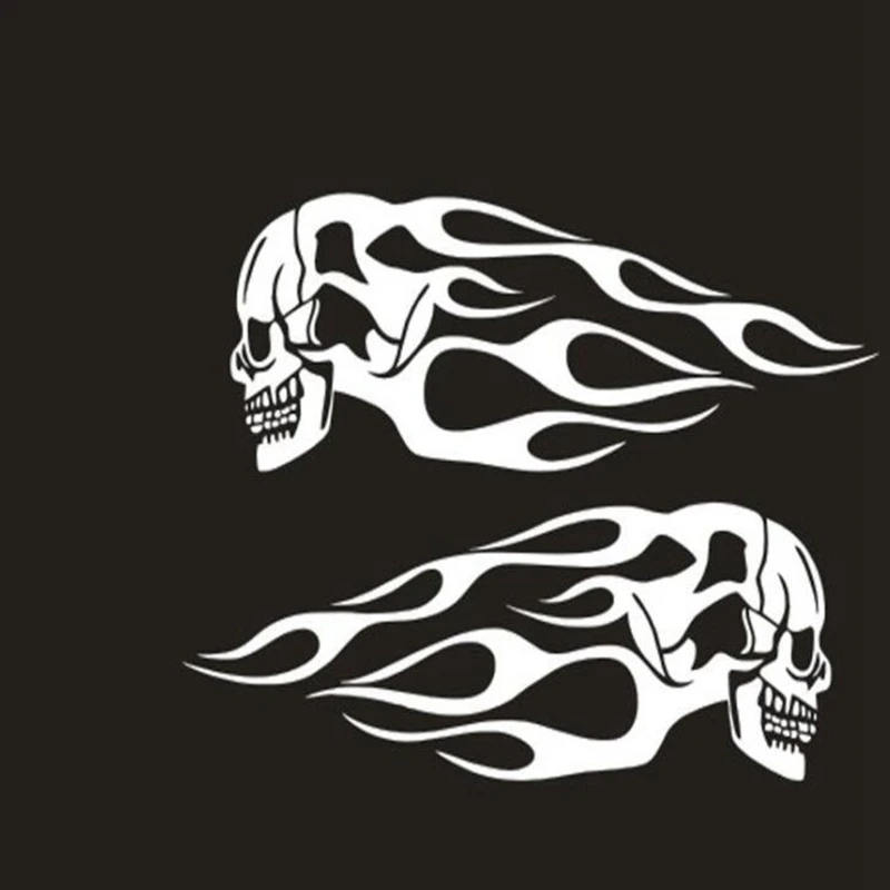 2pcs Motorcycle General Fuel Tank Flame Sticker Totem Modification Skull Personality Flower |