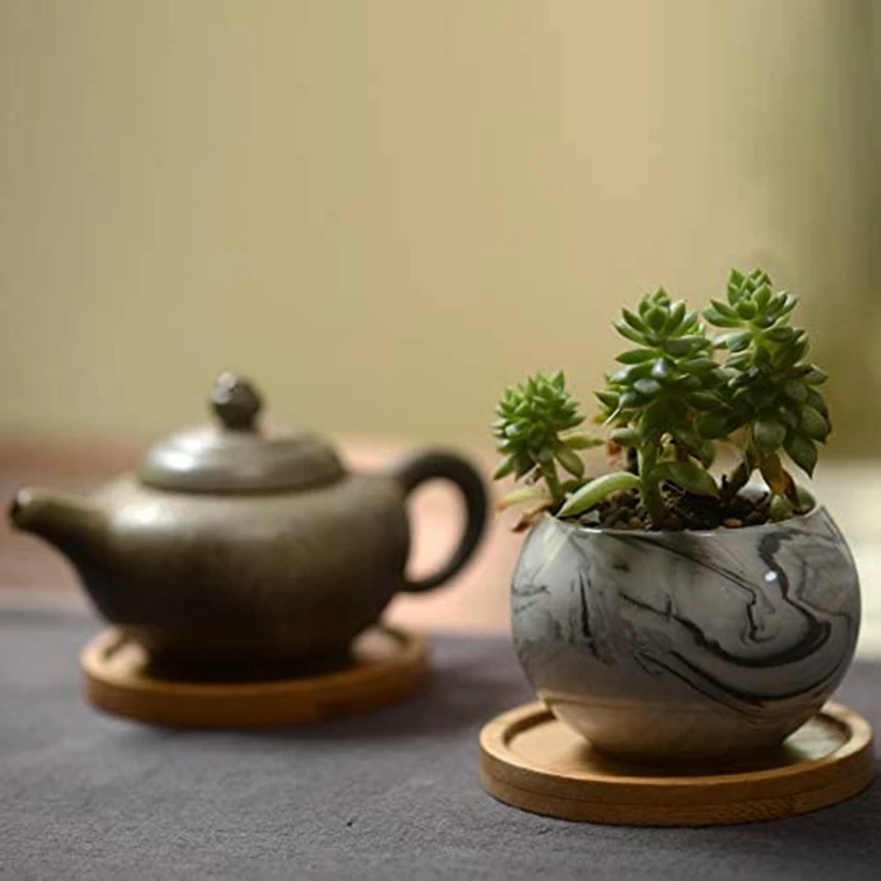 20 пачек из бамбука блюдца-3 34 дюймов круглый цветочный горшок для суккулентных