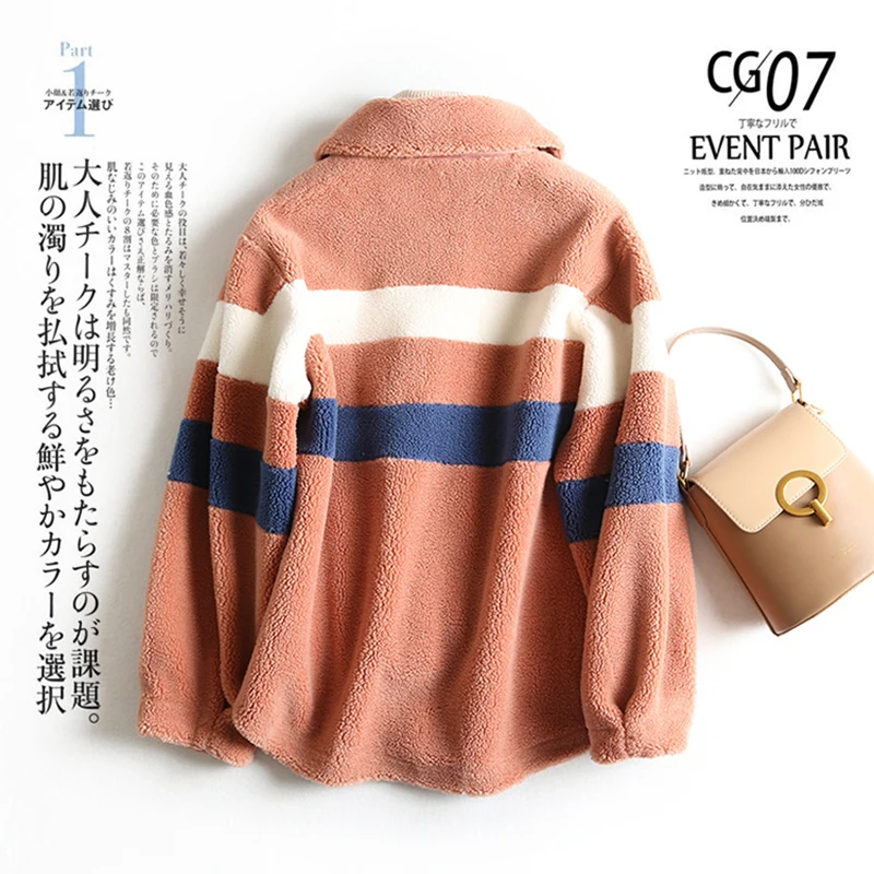 

Women's Coat lambswool Winter Patchwork Blends Women Wool Jacket Thickened Warm Female Woolen Coats Lady Outwear 2020 New khaki