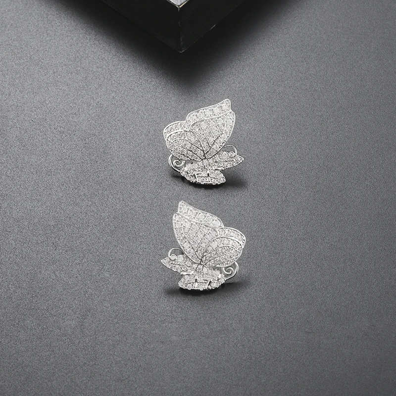 Серьги бабочки YANMEI YME9544 с цирконом изысканные роскошные блестящие сережки милая
