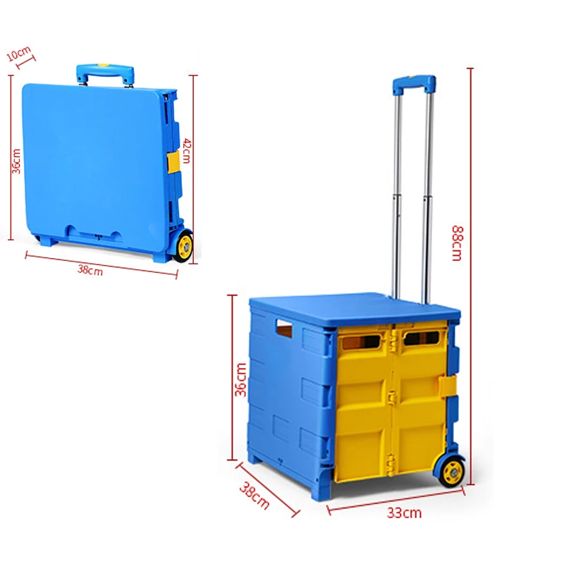 Складная тележка 45 л складная для покупок корзина хранения продуктов еды