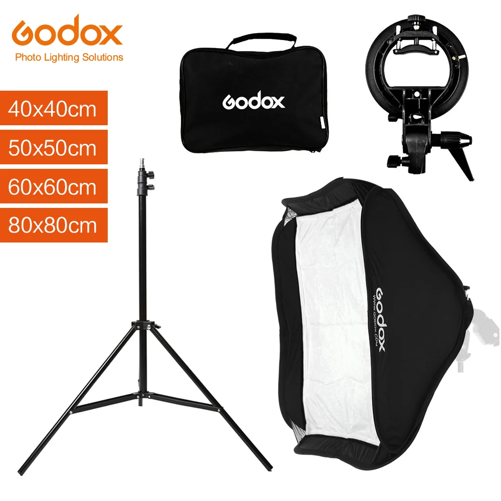 Godox 40 см 50 60 80 квадратный софтбокс для вспышки Speedlite + кронштейн типа S комплект