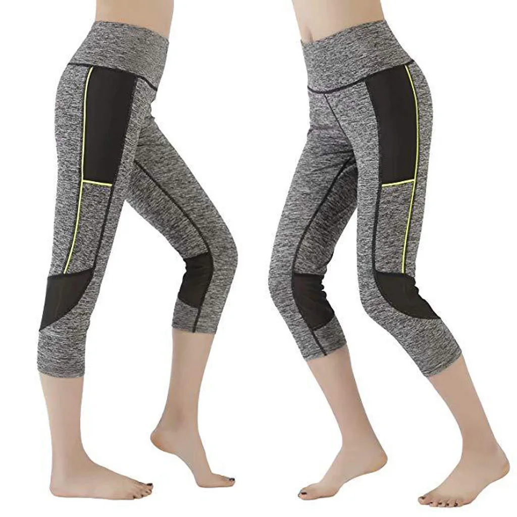 Женские сетчатые штаны для йоги с высокой талией тянущиеся Леггинсы бега фитнеса