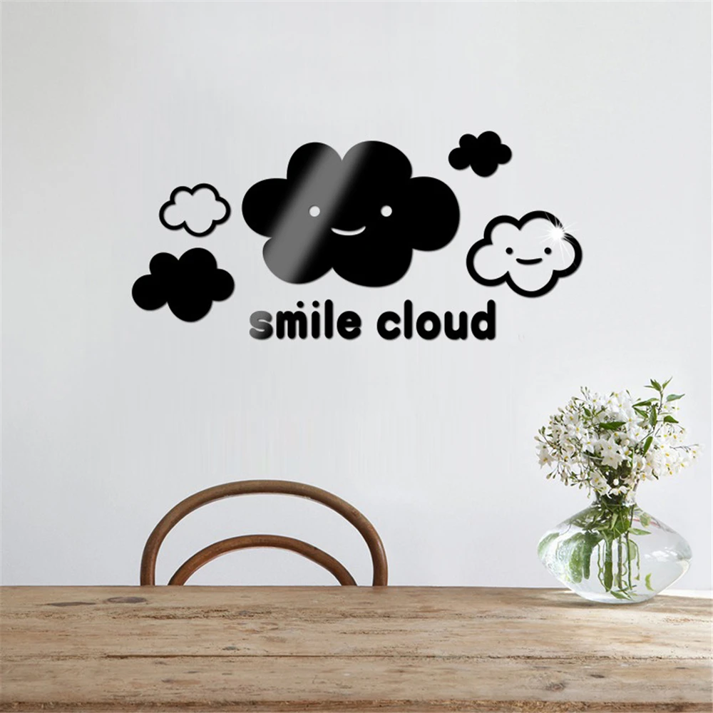 

Smile Cloud Acrylic Mirror Stickers Wall Sticker Bedroom Living Room Decor Home Decoration Accessories
