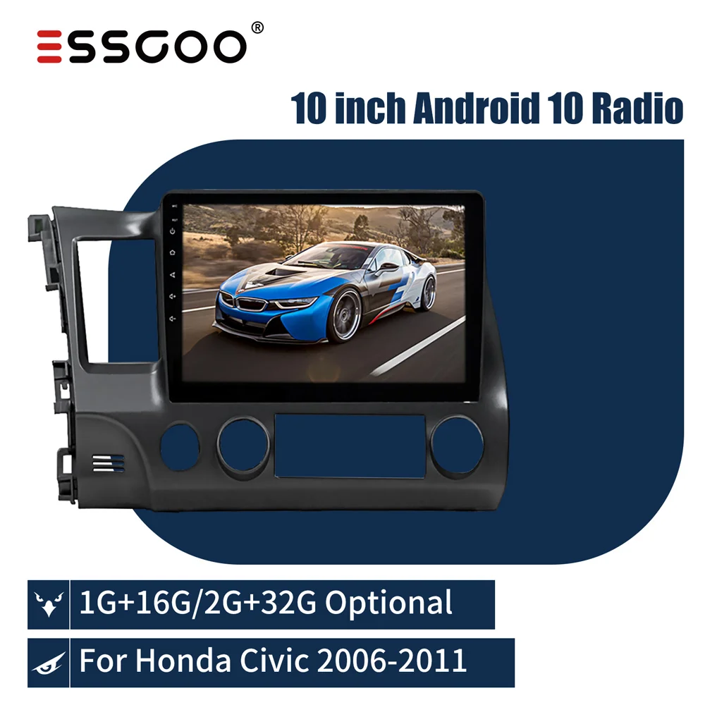ESSGOO 10 ''Bluetooth Автомагнитола Android 9 0 для Honda Civic 8 2006 2011 авто мультимедийный